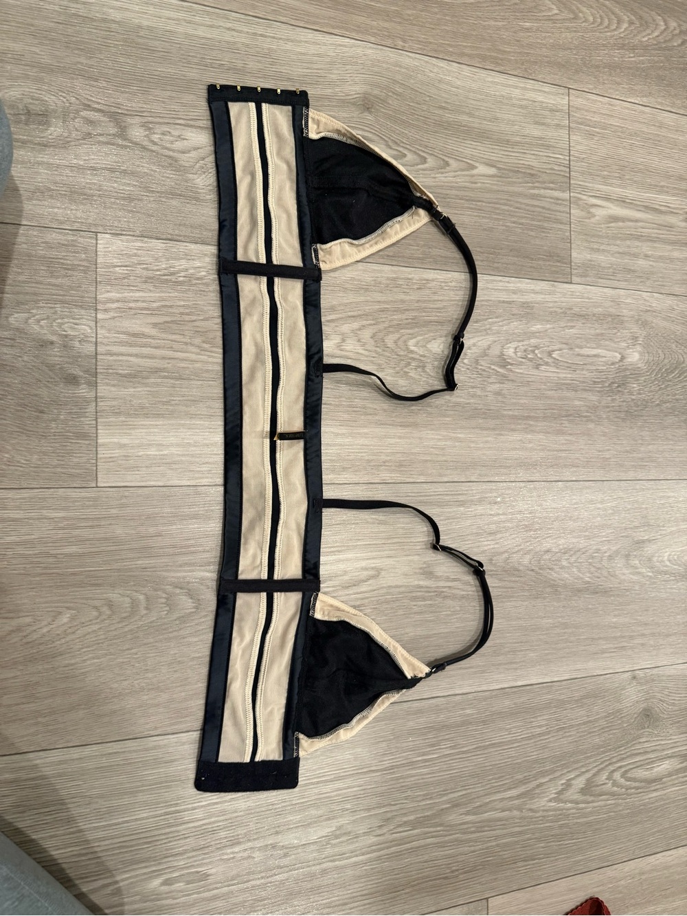 Love Haus by Beach Bunny Black and Beige Striped Bralette. XS. Like New. - Picture 2 of 4